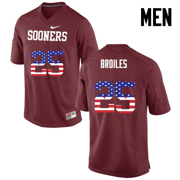 Men Oklahoma Sooners #25 Justin Broiles College Football USA Flag Fashion Jerseys-Crimson - Click Image to Close